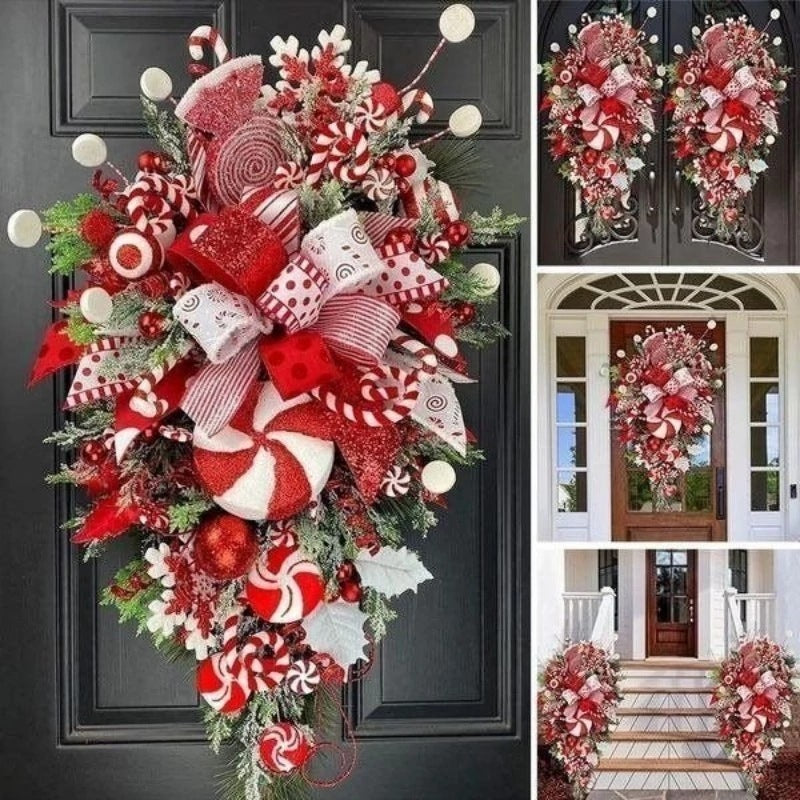 Elegant 24″ Pre‐lit Teardrop Stairway Swag & Wreath