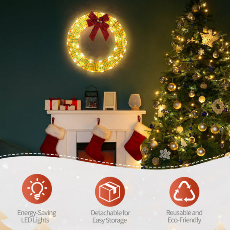 Pre-Lit Christmas Metal Wreath