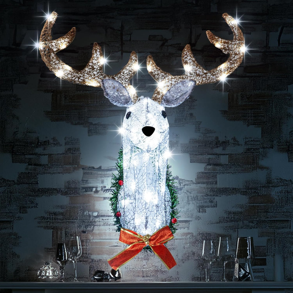 Hourleey Lighted Christmas Wall Decoration Reindeer Head