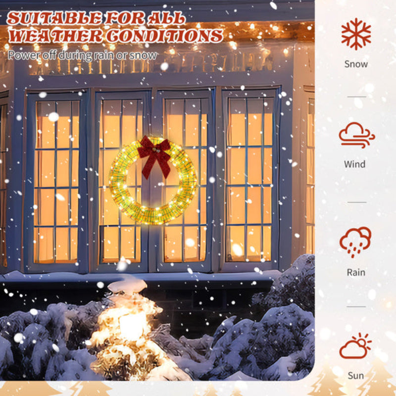 Pre-Lit Christmas Metal Wreath