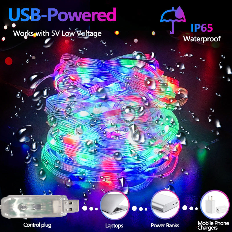 RGB LED Rope Lights Outdoor – 200 LEDs Fairy String Lights