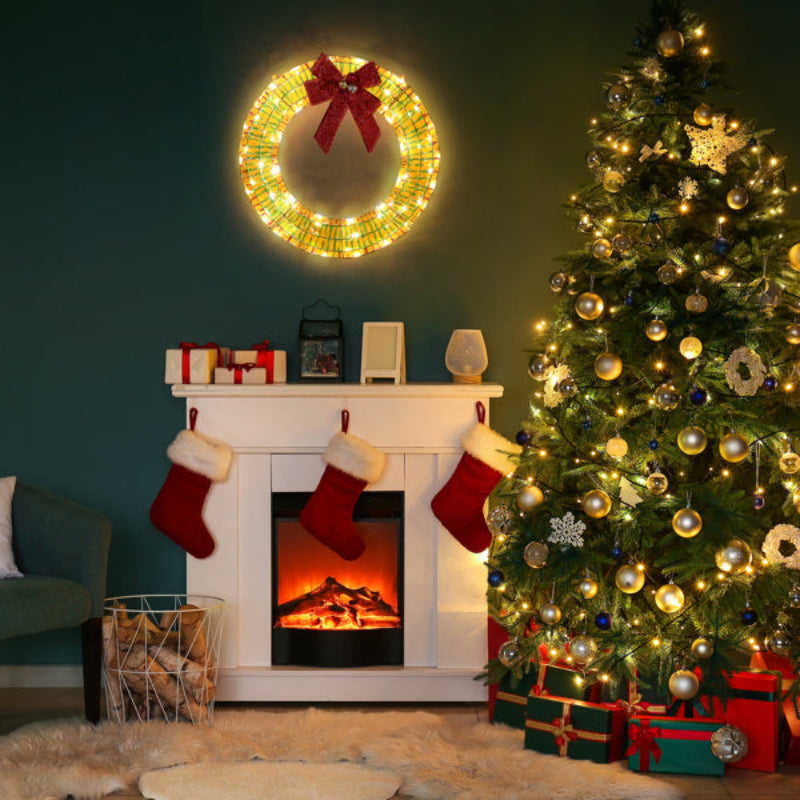 Pre-Lit Christmas Metal Wreath