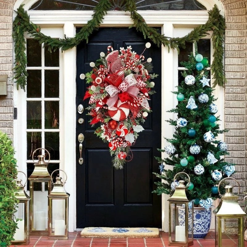 Elegant 24″ Pre‐lit Teardrop Stairway Swag & Wreath