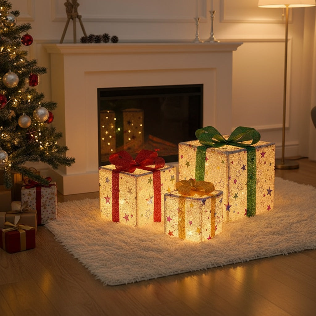 Light-Up Christmas Gift Box Set