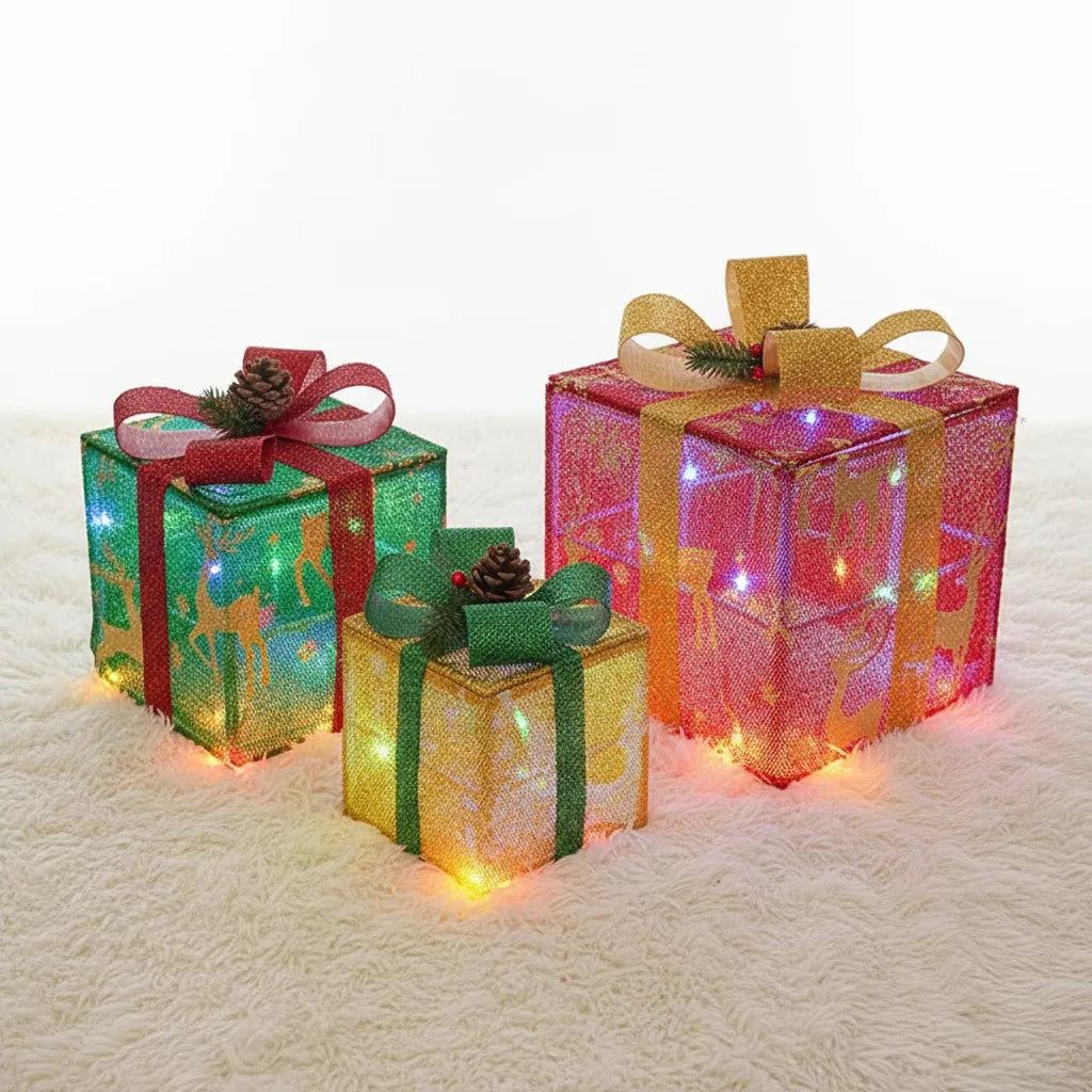 Light-Up Christmas Gift Box Set
