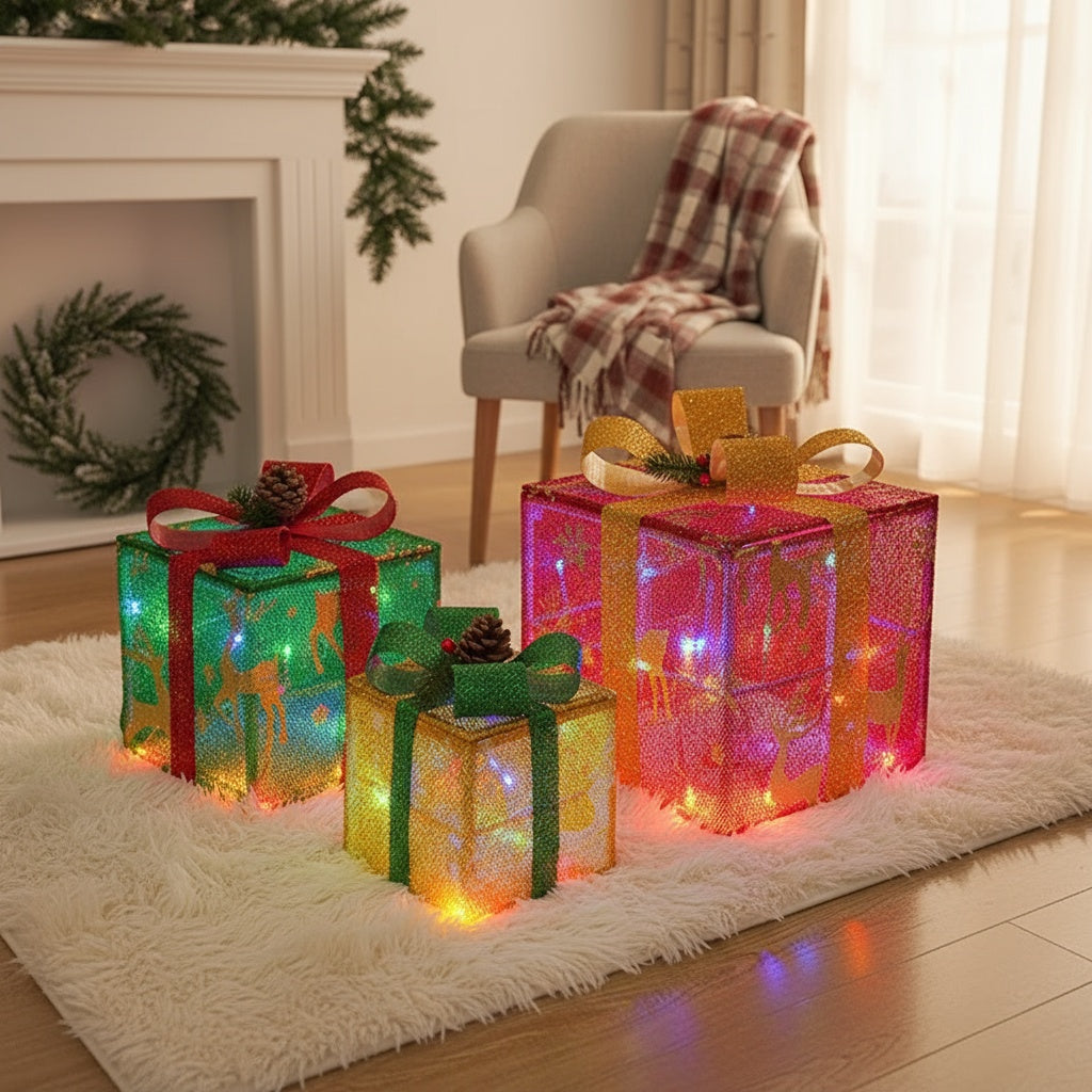 Light-Up Christmas Gift Box Set